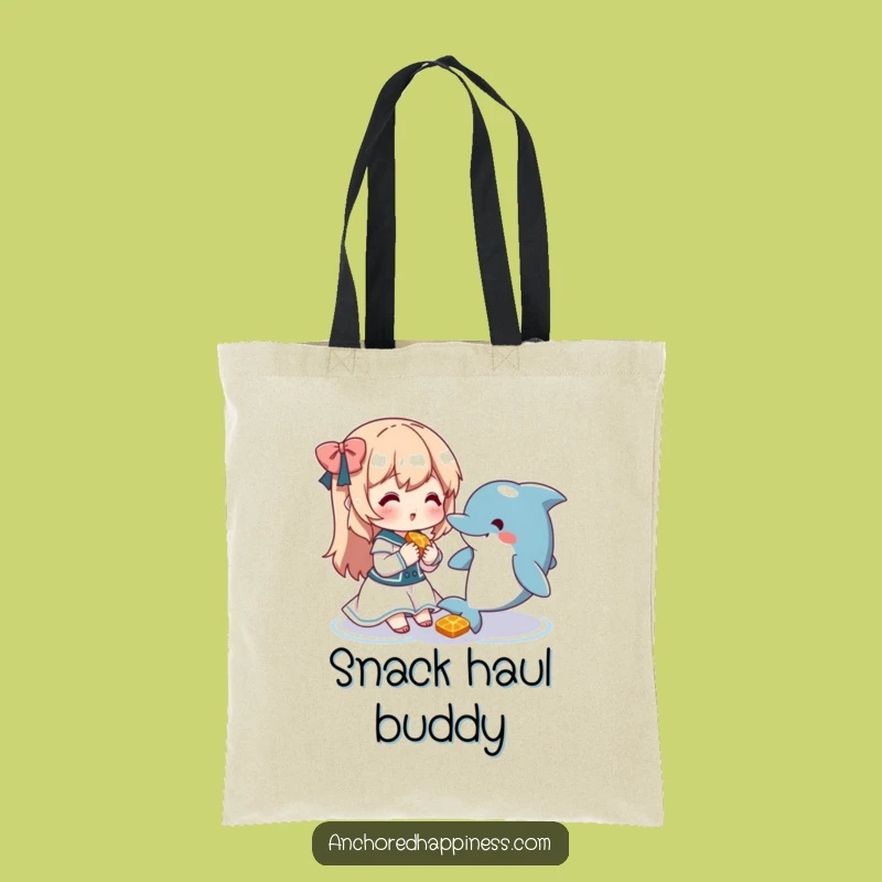 Funny Dolphin Snack Tote Bag: Cute Character's Friendship, Carry Kindness