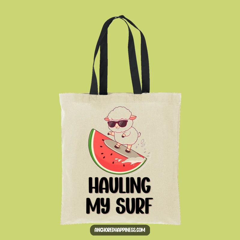 Funny Sheep Watermelon Surf Tote Bag: Carry Your Summer Laughs