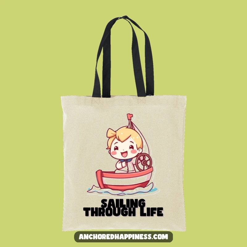 Funny Tiny Sailor Tote Bag: Carry Your Laughs With This Grinning Character Sailing Miniature Boat, A Fun Funny Gift