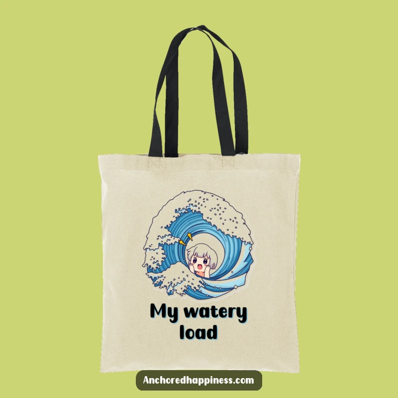 Funny Wave Shock Tote Bag - Cute Character's Surprise Beach Gift