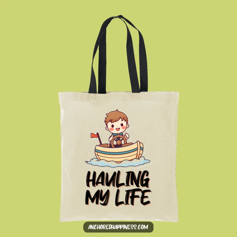 Funny Whimsical Boat Tote Bag: Cheerful Figure Nautical Carryall, Practical Funny Gift