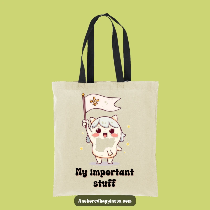 Funny Signal Flag Tote Bag - Enthusiastic Cute Character Carry-All