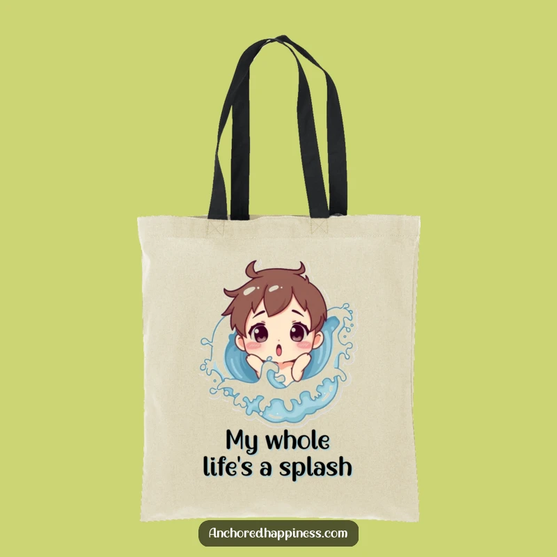 Funny Surprised Splash Tote Bag - Hilarious Wave Character Carry-all, Perfect Gift
