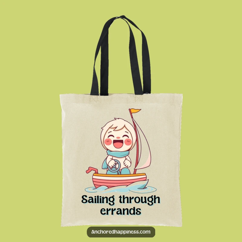 Funny Toy Sailboat Tote Bag: Giggling Character Tiny Boat Shopping Gift